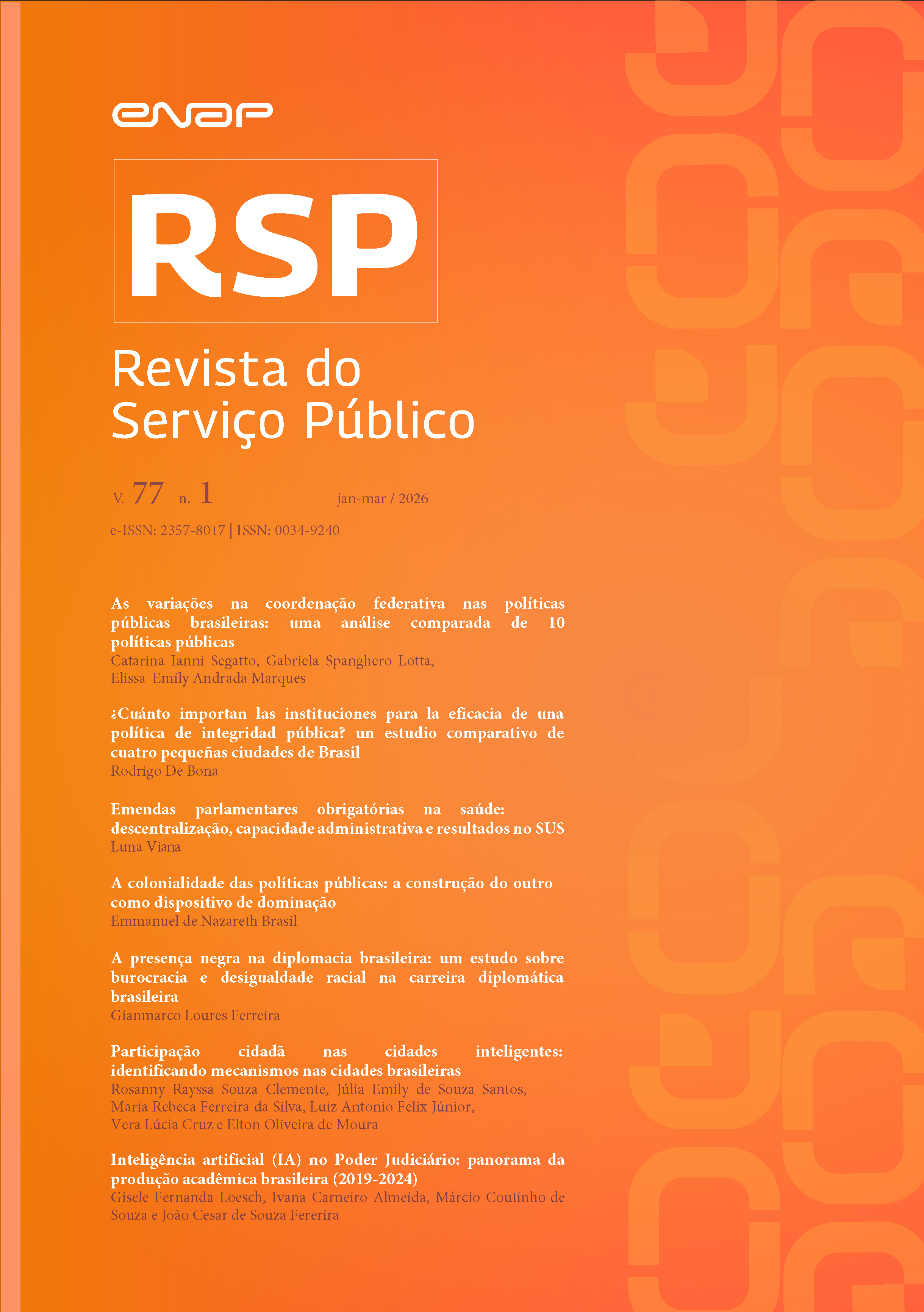 					Visualizar v. 77 n. 1 (2026): Revista do Serviço Público, v.77, n.1, 2026
				